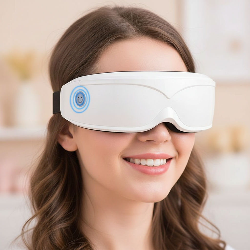 Eye Massager with Heat & Vibration – Portable Electric Eye Mask for Stress Relief & Relaxation– Glowaro™