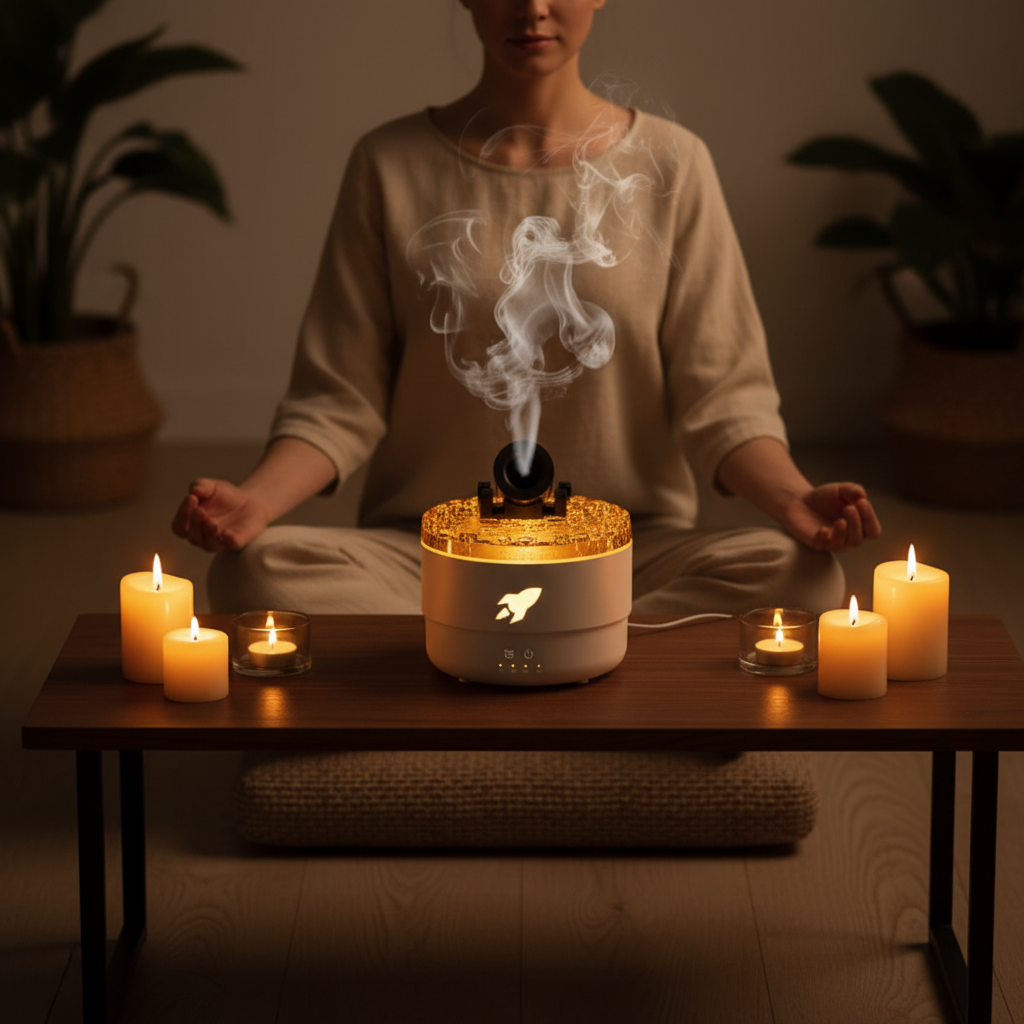 FlameAura Aromatherapy Humidifier – Calming Flame Mist for Relaxing Spaces– Glowaro™