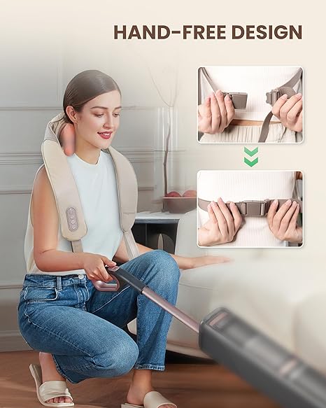 Neck & Shoulder Massager with Heat – Rechargeable Electric Back Massager for Pain Relief & Relaxation– Glowaro™