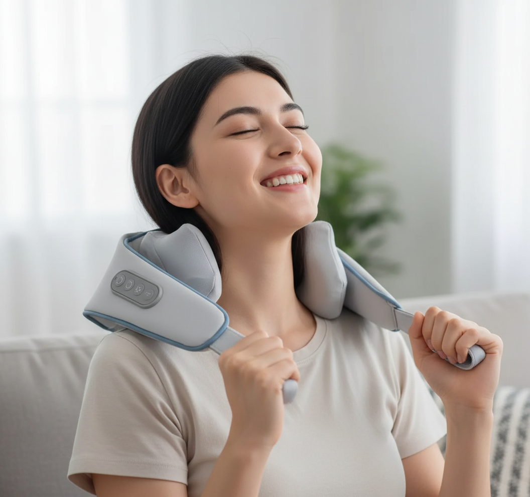 Neck & Shoulder Massager with Heat – Rechargeable Electric Back Massager for Pain Relief & Relaxation– Glowaro™